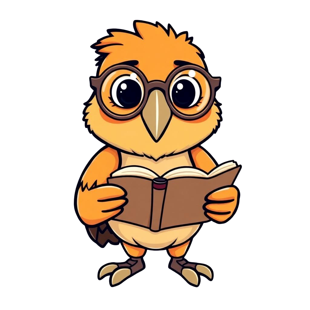Rattu the parrot reading a book